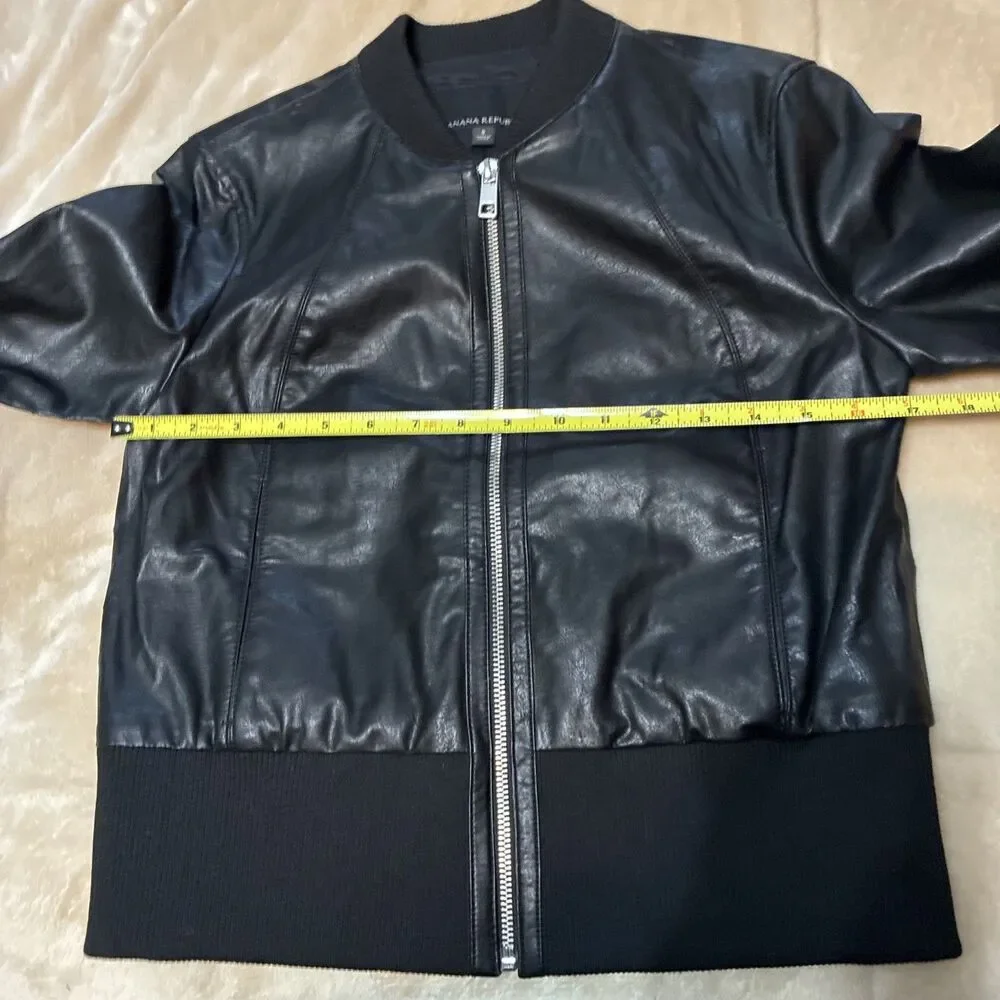Banana Republic Vegan Leather Cropped Bomber Moto Jacket S $295 Retail